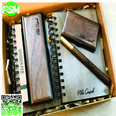 Sổ tay bìa gỗ PSM – 001